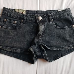 Black denim shorts